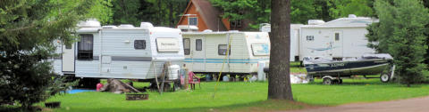 RV park and cabins at Long John's Resort in Phillips, WI