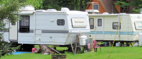 RV park and cabins at Long John's Resort in Phillips, WI